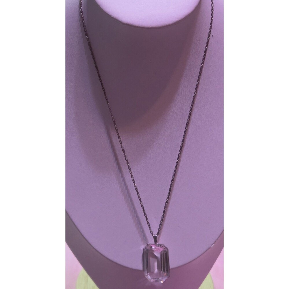 Vintage Gorham Sterling Silver Crystal Necklace Earrings Set Emerald Cut